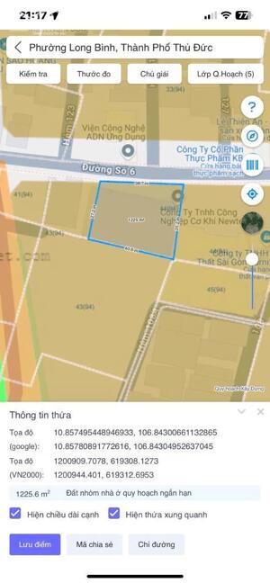 BDS HVL [NC] BÁN LÔ 1200m2 MTKD ĐƯỜNG 6 LONG BÌNH Q9 giá 39 tỷ