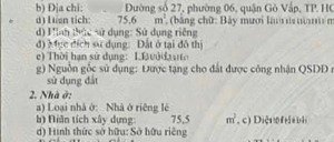 6.1 tỷ tl. bán nhà lê đức thọ - đường số 27 ngay chợ an nhơn phường 6 gò vấp.