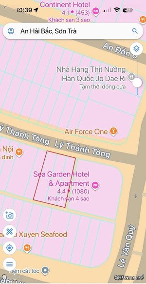 lô đất 3 mặt thoáng lý thánh tông diện tích 415,5m2 sơn trà đà nẵng