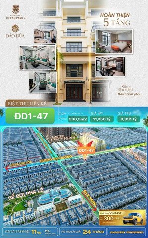 siêu phẩm đảo dừa hoàn thiện dự án vin ocean park 2. 56m2 - 5t giá 9.991 tỷ