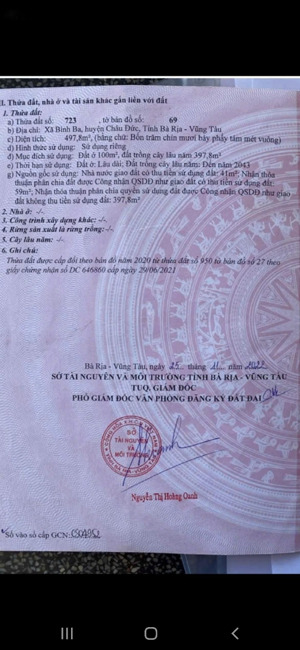 đường nhựa rộng rãi bình ba -tphcm 12 x 40 tc100m2 giá 1tỷ 650 triệu lh trao đổi với chủ