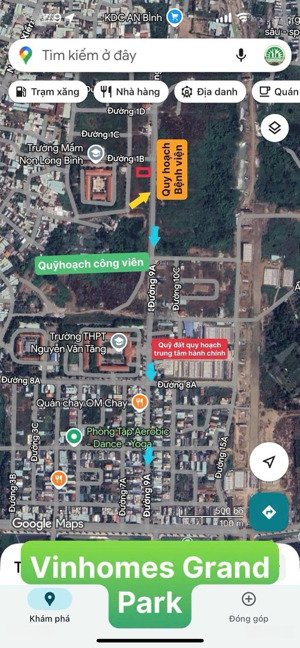 bán đất mặt tiền đường 9a , tđc phước thiện đối diện cổng vinhome grand park .