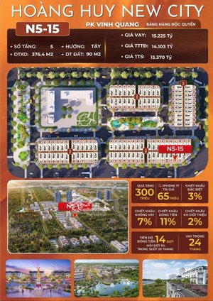 siêu phẩm mặt đường vip hoàng huy new city 90m2 thanh toán sớm chỉ còn 13 tỷ 370