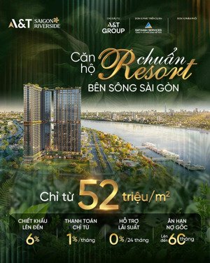 căn hộ ven sông chỉ từ 52tr/m² full nội thất cao cấp
