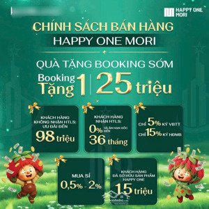 mở bán đợt 1 - giá 38.6tr - happy one mori-không trả gốc+lãi 3 năm đầu-giữ chỗ 25tr tặng 25tr