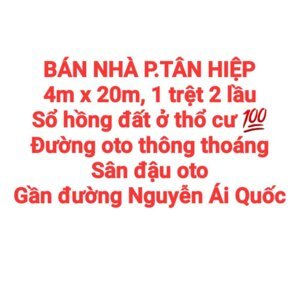 BÁN NHÀ ĐẤT TÂN HIỆP, 1TRỆT 2LẦU, SỔ HỒNG THỔ CƯ, ĐƯỜNG OTO, SÂN OTO