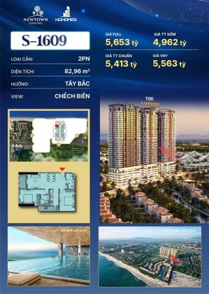 đà nẵng căn hộ view biển 2pn rộng 83m2 -giá chỉ 5tỷ bàn giao hoàn thiện cơ bản- pháp lý lâu dài