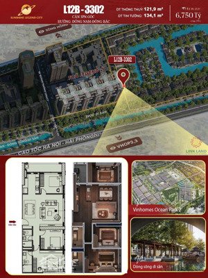 độc quyền căn hộ 3pn góc, hướng đông nam, tầm view vĩnh viễn, ocean city, sunshine legend city