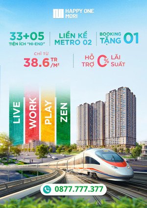 căn hộ đối diện aeon mall, happy one mori, 38,6 triệu / m2, 66 m2, view đẹp