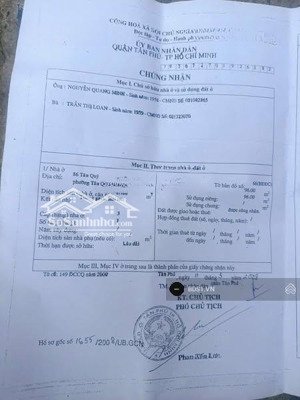 bán nhà mt tân quý, q. tân phú - 5x20m - 4 tầng - 16 tỷ. lh: 