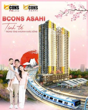 căn hộ bcons asahi chỉ 1,6 tỷ, 3 mặt tiền ql 1k