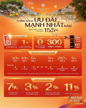 ck ngay 15%! quỹ 10 căn độc quyền hoàng huy new city full 10 tỷ - vốn ban đầu từ 2.5 tỷ (30%)