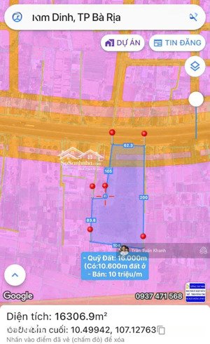 mặt tiền ql 51 ngay tp bà rịa, dt 16.000m2 gần full thổ cư ,giá bán 10 triệu/m2