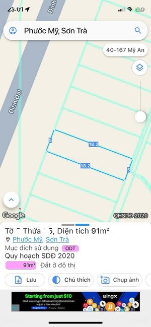 đất đường đinh đạt dt 91m2 đường rộng 7,5m gần biển giá 14,8 tỷ