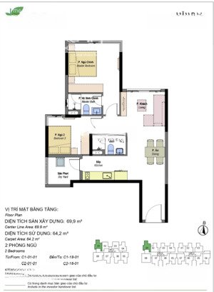 cho thuê cc the habitat binh dương gđ3- ngay kcn vsip1 gần aeon, 2pn 2wc dt 69,9 m2 đầy đủ nội thất