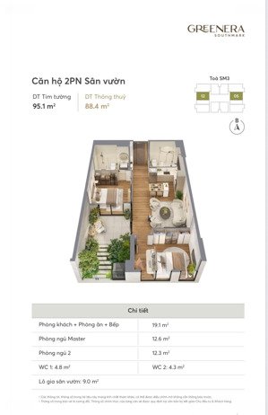 cc 2pn sân vườn hơn 95m2 greenera tân hoàng minh