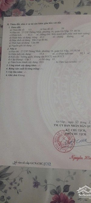 bán nhà 3 tầng btct hẽm ra thống nhất phường 16 gò vấp