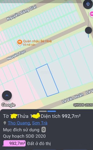 giảm sâu thêm 20 triệu /1m2 .giá mới 160 triệu /1m2 .lô đất mặt tiền lê văn huân. dt 1000 m2 .