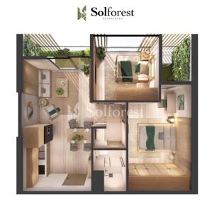 Bán căn hộ 2 ngủ 1 vệ sinh , 52m2 sử dụng - chung cư Sol Forest Ecopark - Giá 3 tỷ 750