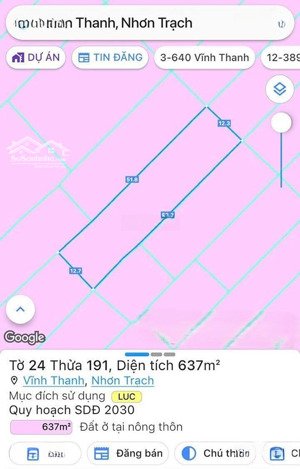 bán đất vĩnh thanh, nhơn trạch. dt 637m2, giao dịch trong ngày, sinh lời nhanh chóng, lh ngay