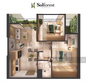 bán căn hộ 2 ngủ 1 vệ sinh , 52m2 sử dụng - chung cư sol forest ecopark - giá 3 tỷ 750