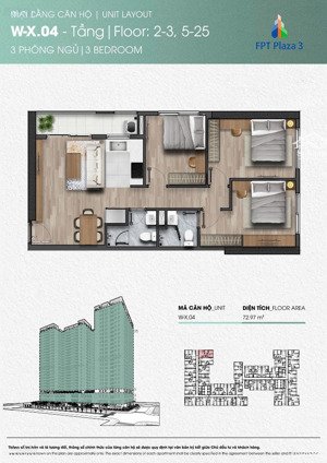 hàng hiếm tại fpt plaza 3, 3,9 tỷ, 73,5m2, 3pn, 2wc, đà nẵng