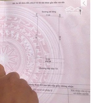 đất 2 mặt tiền trước sau- đường hà văn trí ngay trung tâm - ngang 11m xây căn hộ cực đẹp