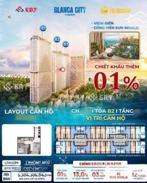 căn hộ 1pn hiếm có tầng cao view trọn công viên nước sun world blanca city