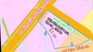 đất 2 mặt tiền nhựa khủng (23 x 83 _200 thổ cư) đường bình giã đá bạc siêu đẹp và giá trị 6,6 tỷ