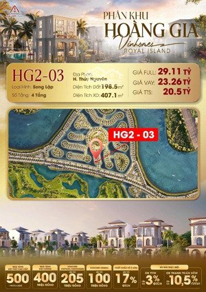 độc quyền biệt thự song lập hoàng gia siêu vip đảo vũ yên