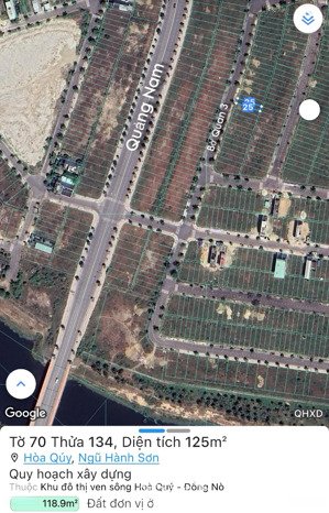 bán lô b2-120-x hoà quý, đà nẵng diện tích 125m2 (5*25m) đường bờ quan 3