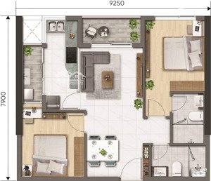 bán nhanh 2pn. 2wc d - aqua view bến bình đông, giá 3,9tỷ allin 100%