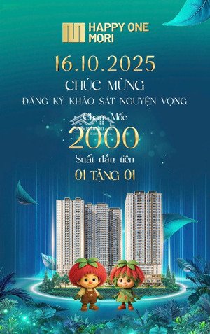 happy one mori, tại phường lái thiêu. tt 25%, nhận nhà cho thuê. ck 14,5%, lợi nhuận 231 triệu/3nam