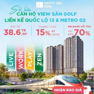 căn hộ happy one mori chỉ 2 tỷ sở hữu ngay vị trí vàng trung tâm, liền kề aeon mall, sân golf