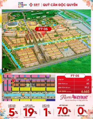bán căn hộ liền kề 60m2 ktđ sun urban city chỉ với 4tỷ9 phân khu flora avanue