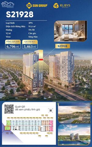 Bán căn hộ Sun Spana Tower, nội thất cao cấp, DT 91,6m², tầm view pháo hoa, hỗ trợ vay 70%