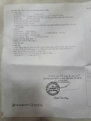 bán nhà dt sổ 149m2 quang trung gò vấp. dt 6 nở hậu 6.7x28m. hẻm thông. giá 8tỷ8 tl. lh 