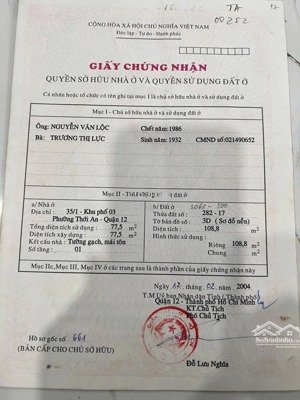 cần bán gấp nhà shr mặt tiền ta5 thới an, cách lê văn khương 30m