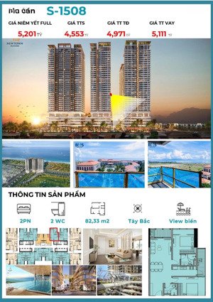 {căn hộ view biển siêu hiếm}2 ngủ tầng 15 - mt đường trường sa - cạnh sân golf brg - giá : 5.2 tỷ!