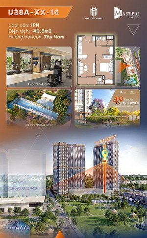 giá đầu tư 1n+1 40,5m masteri lakeside giá 3,55 tỷ vốn chỉ 1 tỷ, miễn gốc lãi 18 tháng 