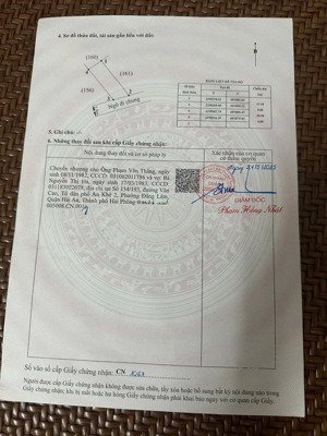 chính chủ gửi bán một siêu phẩm tại tổ 5 dương kinh - hải phòng. diện tích 44,7m2. ngõ thông