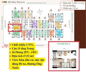 bán căn hộ 2pn 1wc 49m2 view đẹp tại dĩ an