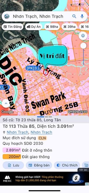 cần bán lô đất gần đường lý tự trọng & cách vđ03 1km, gần swan bay, qh full ont, giá đầu tư