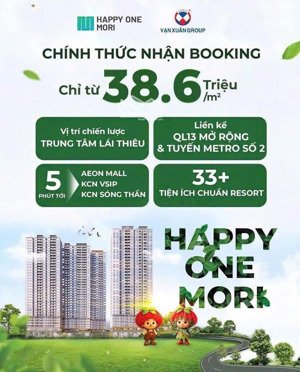 giỏ hàng nóng hổi từ happy one mori trung tâm lái thiêu, chuẩn sống resort chỉ từ 38,6 triệu/ m2