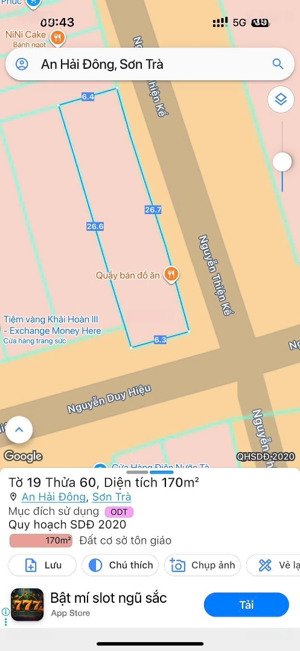 bán lô góc nguyễn duy hiệu và nguyễn thiện kế 170m2 - vi trí kinh doanh, khu biển sầm uất.