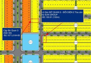 lô góc bờ quan 3 đầm sen, đối diện chung cư sun group b2 - 130 155m2