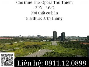 cho thuê nhanh căn hộ the opera thủ thiêm, 77m2 2pn - 2wc nội thất cơ bản đầy đủ nội thất điện