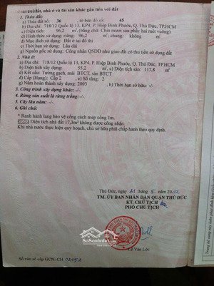 bán gấp nhà mặt phố quốc lộ 13, 117 triệu/m2, 97m2, 3pn, 2wc, thủ đức, hcm