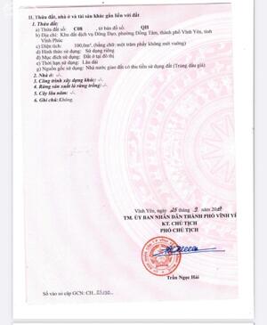 Bán đất dịch vụ Đông Đạo, Đồng tâm, Vĩnh yên, Vĩnh Phúc. Giá 2.75 tỷ. LH: 098.991.6263