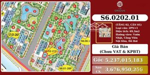 căn góc 2pn+1 view vườn nhật, hồ bơi the origami giá 4 tỷ 1 bao hết